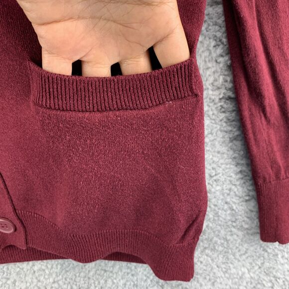 Nollie Oxblood Womens Cardigan Sweater Size Small Pockets Red Studded Stretch - Picture 4 of 13